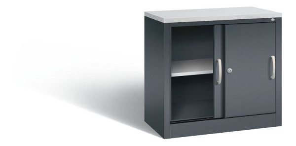 C+P dressoir met schuifdeuren Acurado, H720xB800xD400mm, kleur: antracietgrijs, beugelgreep, 2 niveaus, 5722-00 S10438