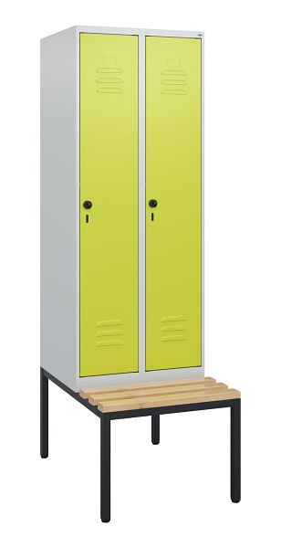 C+P luierkastje Classic PLUS, met onderbank, 2 vakken, 1950x600x815mm, 7035/0024, draaibare sluiting, beuken zitlat, 0800505-20 S10010