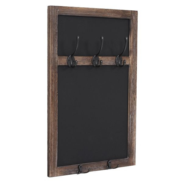 Mendler wandkapstok HWC-C51, kapstok krijtbord wandbord, 5 haken 55x34cm, bruin, shabby, 61937