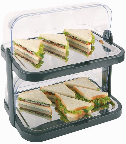 APS buffetvitrine -DOUBLE DECKER-, 44 x 32 cm, hoogte: 44 cm, zwart, 09204