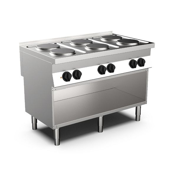 Mareno MO-700 elektrisch fornuis met 6 ronde kookplaten, 120cm, 170.408