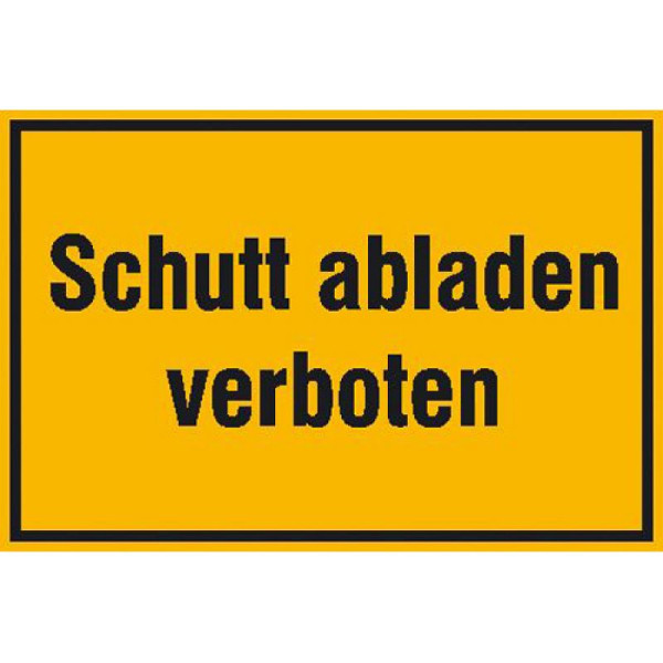 Stenen HGS bord ter identificatie van de bouwplaats, storten van puin verboden (geel/zwart), 11.5312