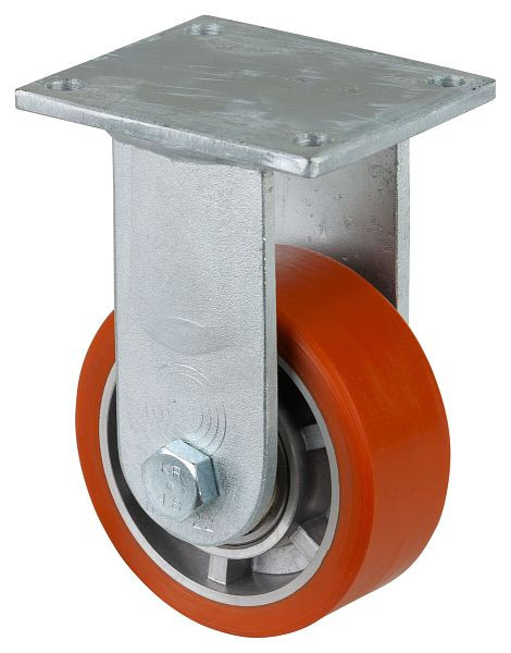 BS Rollen Zwaarlastwiel, bokwiel, breedte 40 mm, Ø100 mm, tot 200 kg, polyurethaan gegoten 95 Shore A, aluminium wiellichaam, kogellager, RR110.B90.100