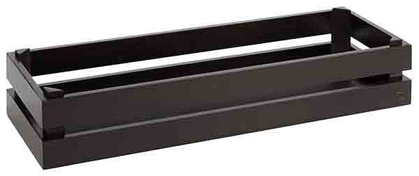 APS houten kist -SUPERBOX-, 55,5 x 18,5 cm, hoogte: 10,5 cm, acaciahout, zwart, geschikt voor GN 2/4, 11629