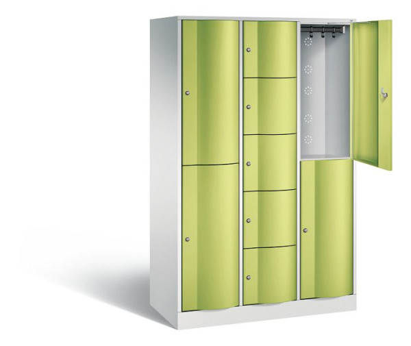 C+P combinatie lockerkast Resisto, H1950xB1148xD540mm, kleur: lichtgrijs / virid groen, 8070-3720 S10027
