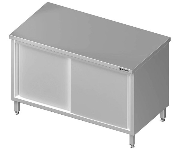 Stalgast doorvoerkast, hoogte 850 mm, met schuifdeuren, zonder opstand, gelast