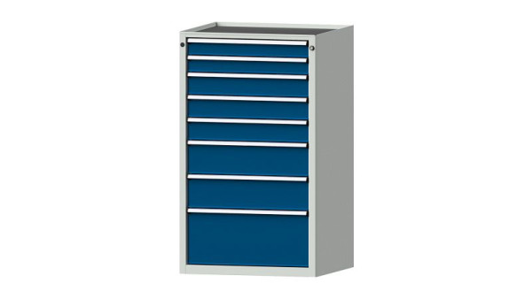 ANKE werkbanken ladekast, model 4004 V, 760 x 675 x 1280 mm, RAL 7035/5010, kuip, 611.106