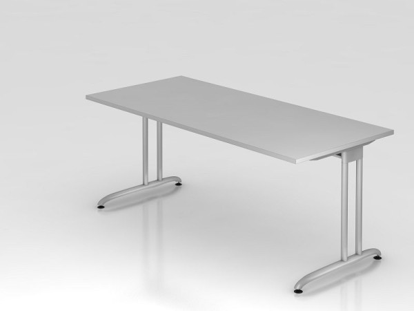 Hammerbacher bureau C-poot 180x80cm grijs, horizontale kabelgoot, werkhoogte 72 cm, VBS19/5/S