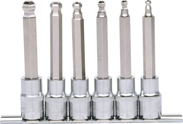 KS Tools Bitdoppenset 1/2" CHROMEplus, binnenzeskant, kogelkop, 6-delig lang, 5-12 mm, 918.1665