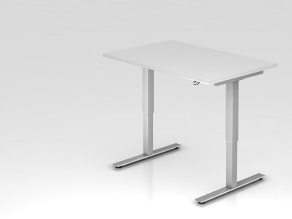 Hammerbacher elektrisch zit-sta bureau 120x80cm wit, werkhoogte 73 - 119 cm, VXMST12/W/S