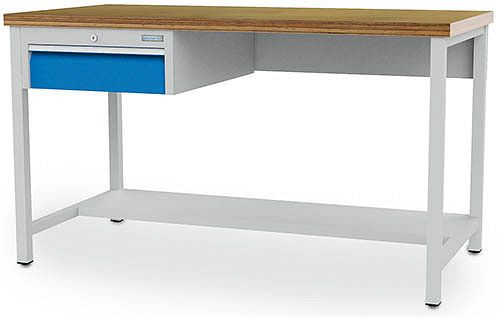 Bedrunka + Hirth werktafel, breedte 1500 mm, met hangend ladeblok, 03.14.31VA