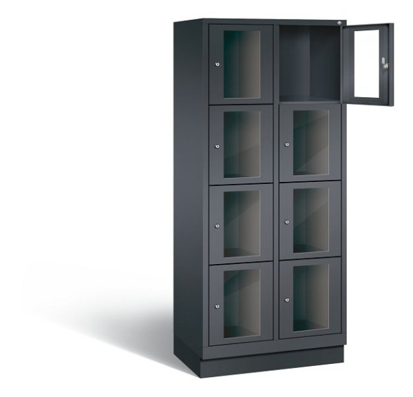 C+P lockerkast Classic, H1800xB810xD500mm, kleur: zwart-grijs, 8020A224 S10000