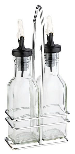 APS azijn-/oliekan, 10,5 x 5,5 cm, hoogte: 24 cm, metaal, verchroomd, azijn-/olieglascontainer, 120 ml, 40445