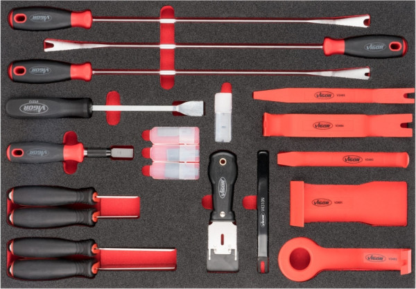 VIGOR schraper en ontgrendelingshendel set, aantal gereedschappen: 41, V6818