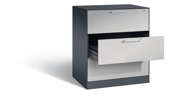 C+P archiefkast Asisto, H1010xB800xD600mm, kleur: zwart grijs/wit aluminium, beugelgreep, 146243-322 S10022