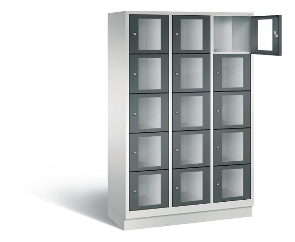 C+P lockerkast Classic, H1800xB1200xD500mm, kleur: lichtgrijs / antracietgrijs, 8020A325 S10027