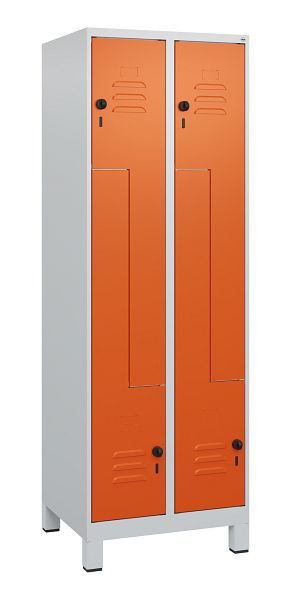 C+P Z-Spind Classic PLUS, Füße, 4 Abteile, 1800x600x500mm, 7035/2004, Drehriegel, 0800137-204 S10030