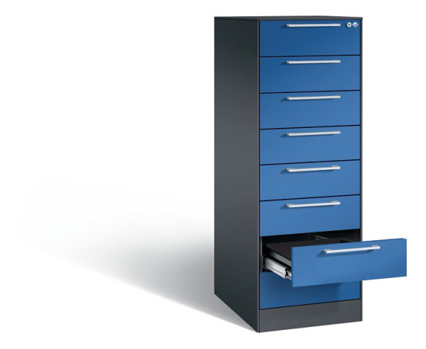 C+P archiefkast Asisto, H1310xB440xD600mm, kleur: zwartgrijs / gentiaanblauw, beugelgreep, 146225-822 S10016
