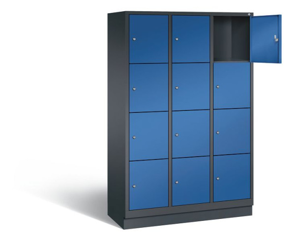 C+P lockerkast Evolo, H1800xB1200xD500mm, kleur: zwartgrijs / gentiaanblauw, 48020-324 S10309