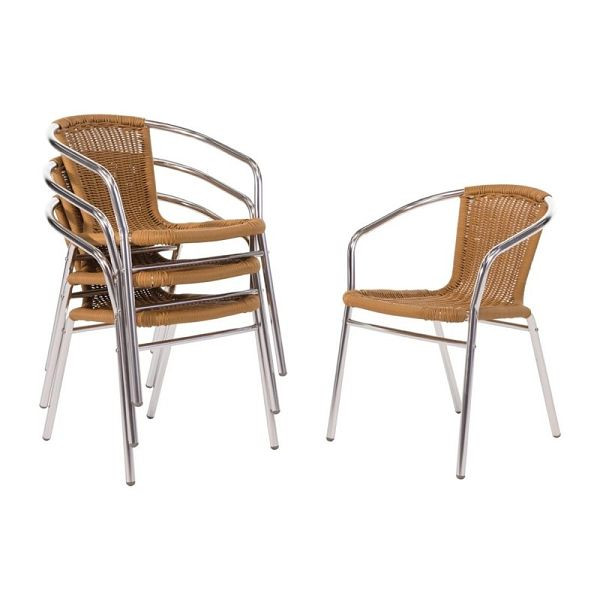 Bolero rotan stoelen met armleuningen in naturel aluminium design, VE: 4 stuks, U422