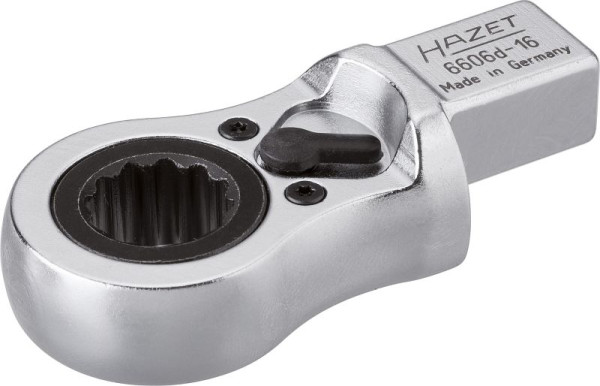 Hazet ringratelsleutel, inzetvierkant 14 x 18 mm, uitwendig dubbel zeskantprofiel, 16 mm, 6606D-16