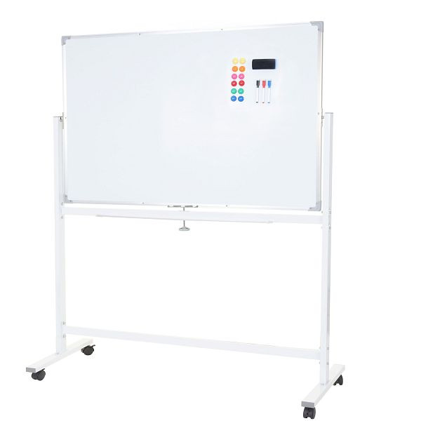 Mendler whiteboard HWC-C85, magneetbord, memobord, prikbord, verrijdbaar, inclusief toebehoren, 120x90cm, 61835