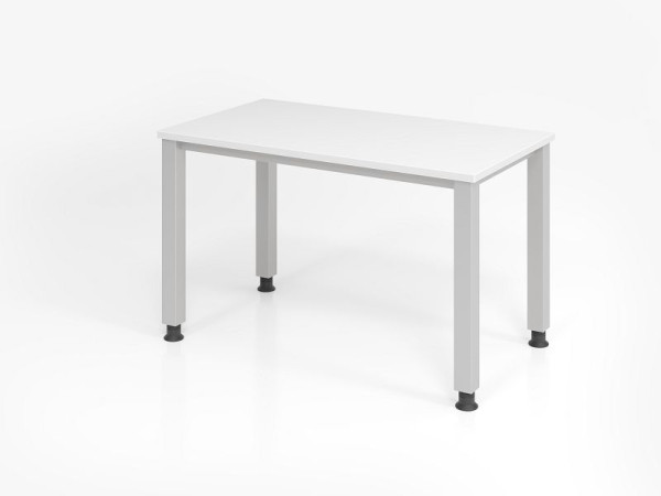 Hammerbacher bureau QS612, 120 x 67 cm, blad: wit, 25 mm dik, 2 mm ABS rand, rechthoekige vorm, VQS612/W/S