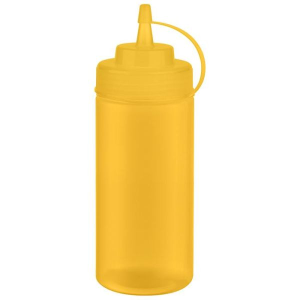 APS knijpflessen, VE 6 stuks, Ø 7 cm, hoogte: 20 cm, 490 ml, polyethyleen, geel, met schroefdeksel, met dop, vulopening: Ø 5,5 cm, 93254