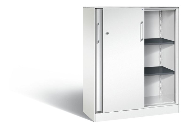 C+P schuifdeurkast Asisto, H1310xB1000xD435mm, kleur: verkeerswit, beugelgreep, 3 niveaus, 142032-000 S10123