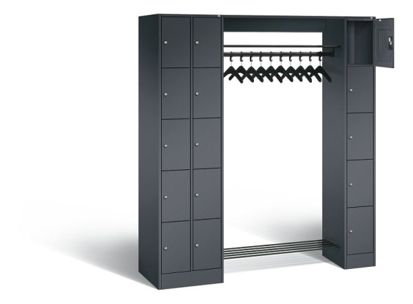 C+P open garderobe serie 8070, H1950xW2100xD480mm, kleur: zwart-grijs, 80730-00 S10010