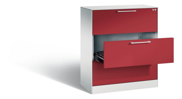 C+P archiefkast Asisto, H1010xB800xD435mm, kleur: lichtgrijs/robijnrood, beugelgreep, 146043-322 S10034