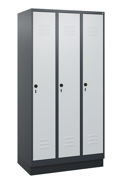 C+P luierkluis Classic PLUS met middenwand, bodem, 3 vakken, 1800x900x500mm, 7016/7035, veiligheidsdraaigrendel, 0800207-30F S10013