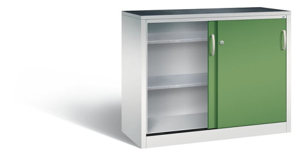 C+P schuifdeurkast Acurado, H1000xB1200xD500mm, kleur: lichtgrijs / reseda groen, 2056-092 S10012