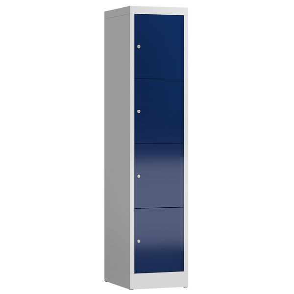Lüllmann ClassiX lockerkast, 1 compartiment, 4 compartimenten, 1800 x 415 x 500 mm, lichtgrijs/gentiaanblauw, X-523411