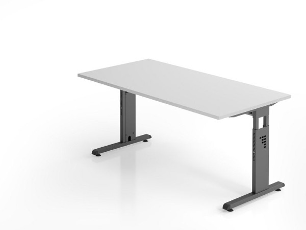 Hammerbacher bureau OS16, 160 x 80 cm, blad: grijs, 25 mm dik, 2 mm ABS rand, rechthoekige vorm, VOS16/5/G