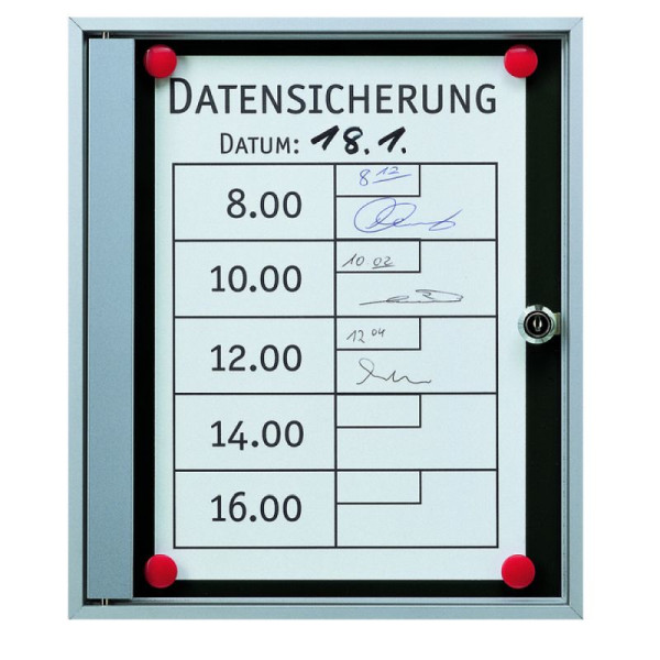 Stein HGS HGS vitrine -Infomedia SK- met veiligheidsslot, groen, zilver geanodiseerd, afmetingen (BxH): 380 x 500 mm (DIN A3), 21445-01