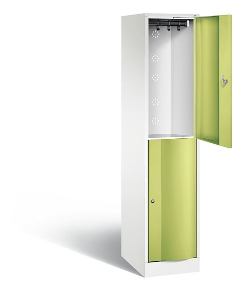 C+P locker 2-laags Resisto, H1950xB396xD540mm, kleur: verkeerswit / virid green, 8270-172 S10070