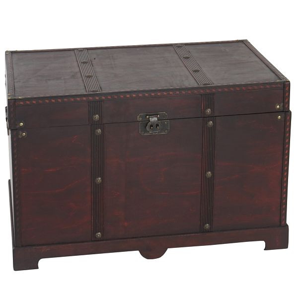 Mendler houten kist houten kist schatkist Valence antieke look 39x67x38cm, hoekig, 34219