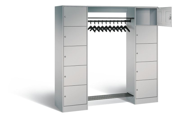 C+P open garderobe serie 8070, H1950xB1870xD480mm, kleur: wit aluminium, 82710-00 S10021