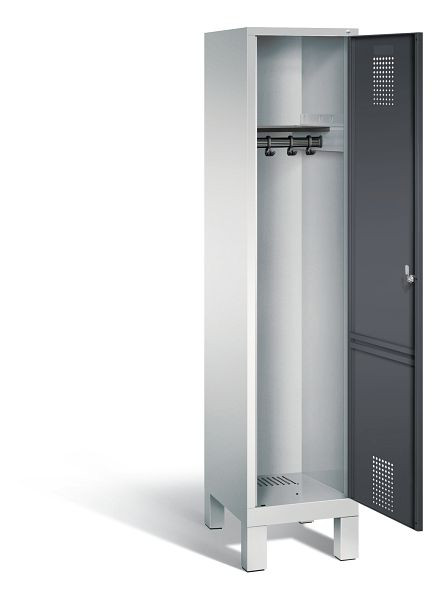 C+P garderobe Evolo, H1850xW420xD500mm, kleur: lichtgrijs / zwartgrijs, 48010-12 S10109