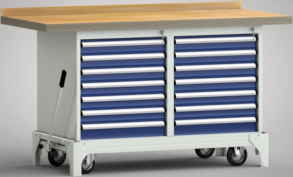 KLW mobiele professionele werkbank - 1500 x 700 x 866 mm L x B x H, WS782N-1500M40-E7054