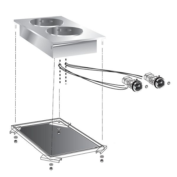Gastro-Inox inbouw elektrisch fornuis 2 kookplaten, 40cm, 160.505