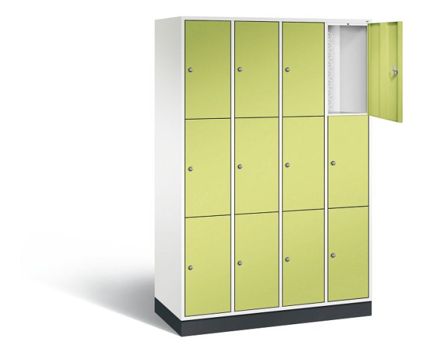 C+P lockerkast Intro, H1950xB1220xD490mm, kleur: verkeerswit / virid green, 8370-401 S10075