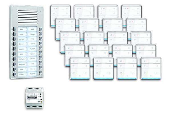 TCS deurbedieningssysteem audio: pack AP voor 20 wooneenheden, met buitenpost PES 20 belknoppen, 20x handsfree luidspreker ISW5010, bedieningseenheid, PPAF20-EN / 01