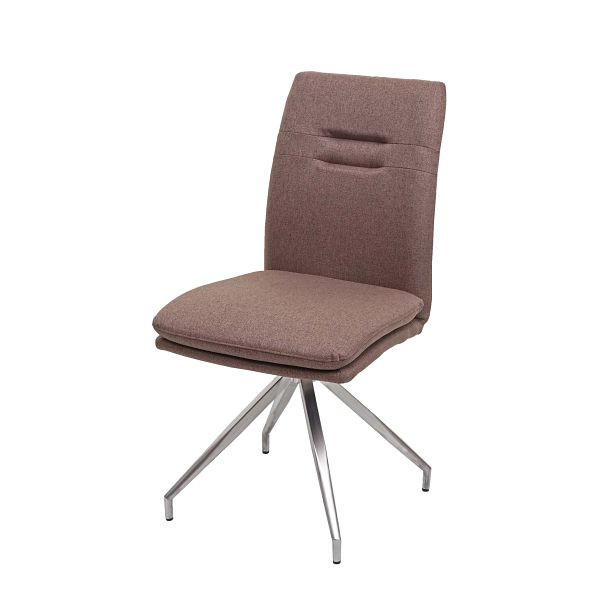 Mendler eetkamerstoel HWC-H70, keukenstoel, fauteuil, stof/textiel geborsteld RVS, bruin, 73919