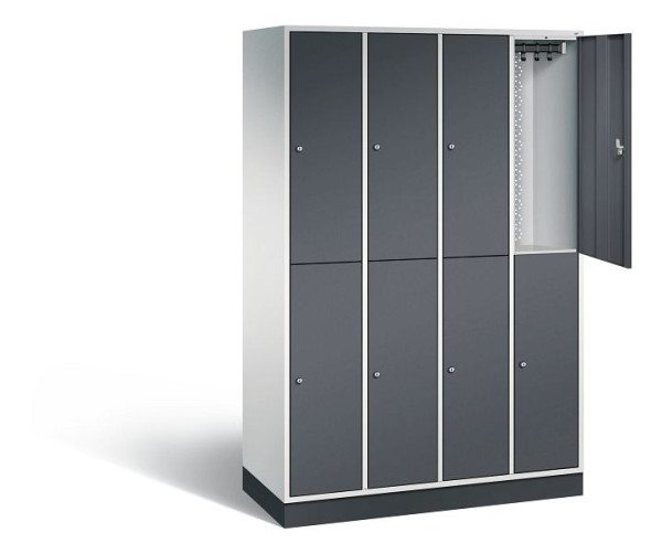 C+P locker, dubbellaags intro, H1950xW1220xD490mm, kleur: lichtgrijs / zwartgrijs, 8270-401 S10056