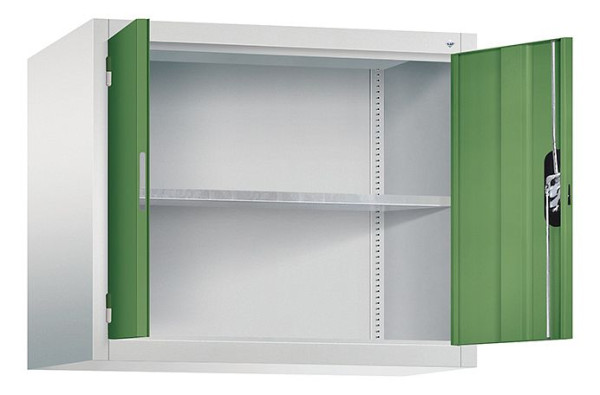 C+P bovenkast Acurado, H790xW930xD500mm, kleur: lichtgrijs / reseda groen, verzonken handgreep, 9285-009 S10116