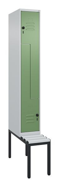 C+P Z-Spind Classic PLUS, met onderbank, 2 vakken, 2120x300x815mm, 7035/6011, draaigrendel, 0800537-102 S10036
