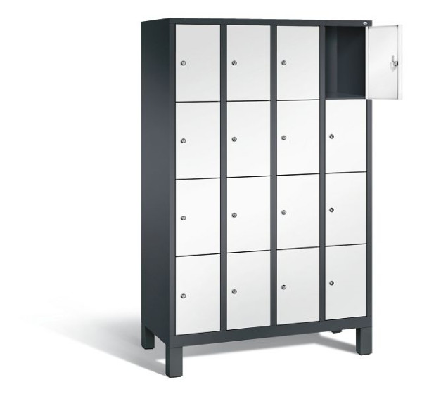 C+P lockerkast Evolo, H1850xB1190xD500mm, kleur: zwartgrijs / verkeerswit, 48010-404 S10129