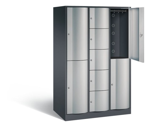 C+P combinatie lockerkast Resisto, H1950xB1148xD640mm, kleur: zwart-grijs/wit aluminium, 8070-3730 S10010